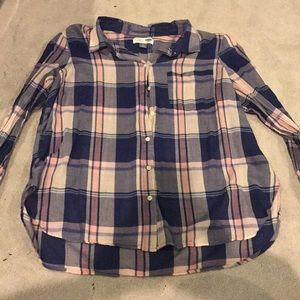 Plaid button down top